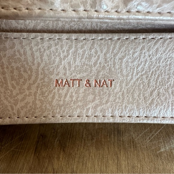 MATT & Nat Vegan Abiko Fold Over Clutch In The Colour Champagne Hand Strap Pink - Picture 2 of 16